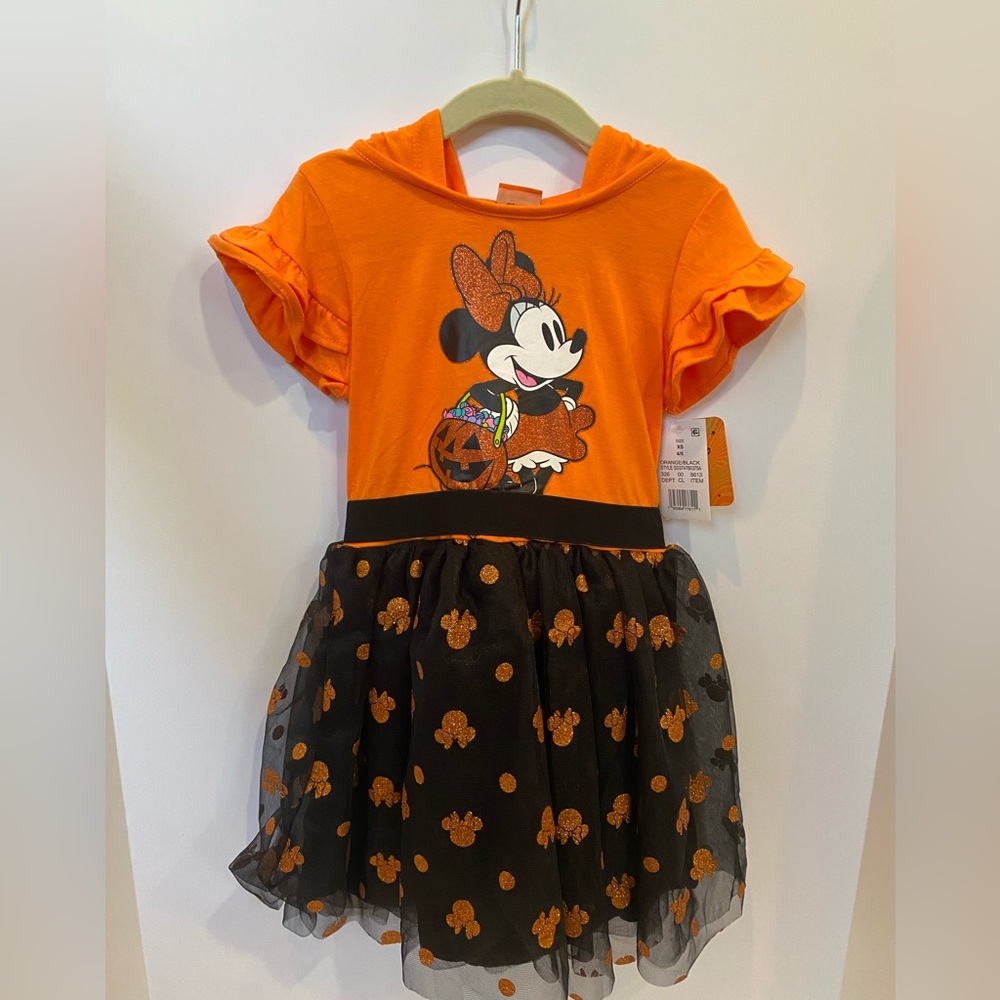 New Disney Minnie Mouse Halloween Hoodie Dress Size 4-5